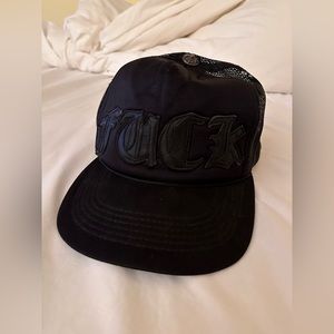 Chrome Hearts F*uck Trucker Hat - with black leather